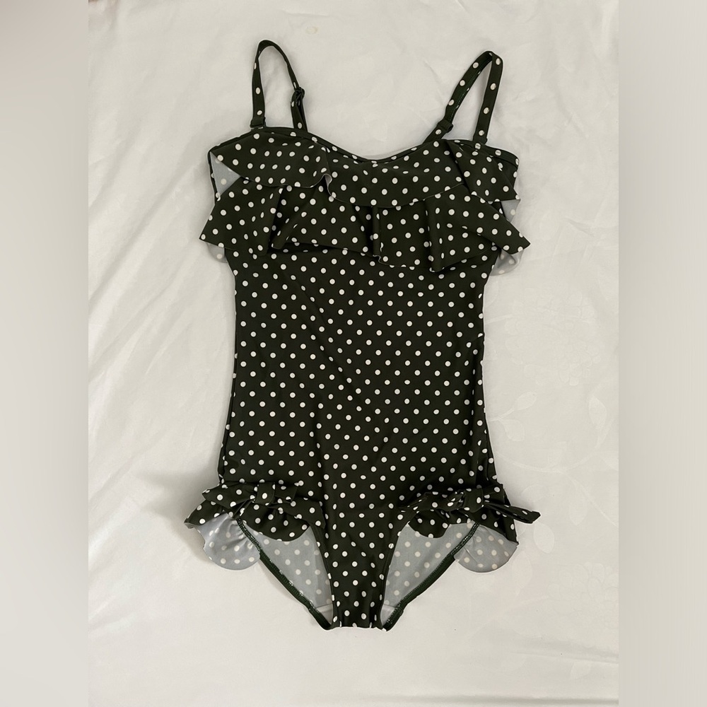 Gainreel Vintage Green Dotted One Pieces Swimsuit